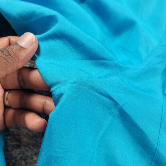 LAUREN Ralph Lauren Shirt Womens Medium Blue Silk Button Up Long Sleeve Stains - Picture 6 of 11